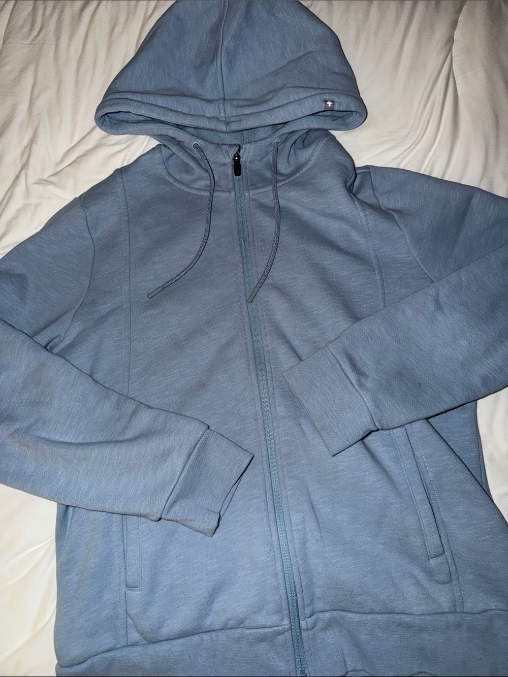 Figs Women’s Zip-Up Hoodie Sweater in Light Blue